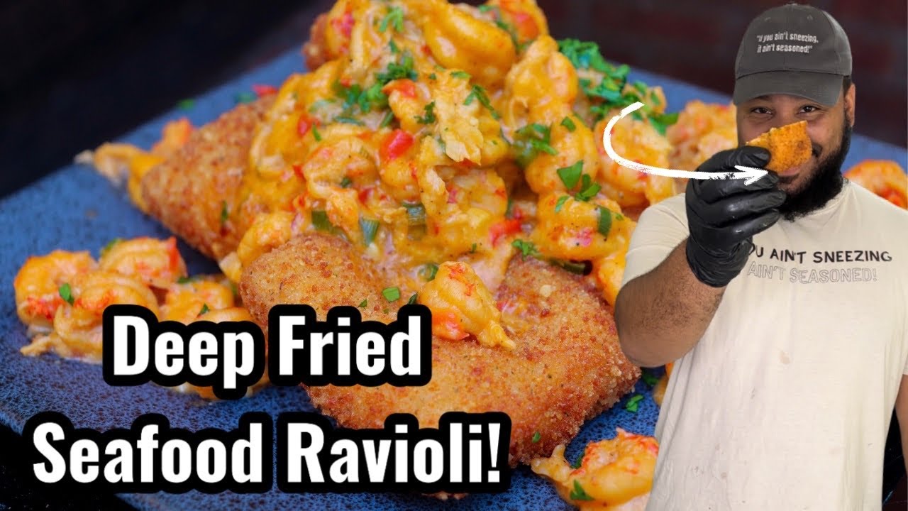 Seafood Ravioli With A Crawfish Cream Sauce | Chef Alden B - YouTube