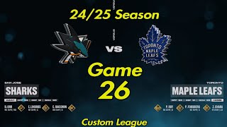 NHL25  24/25 Season Game 26 San José Sharks @ Toronto Maple Leafs