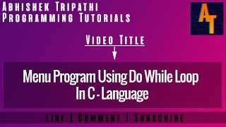 menu using do while loop part- 82