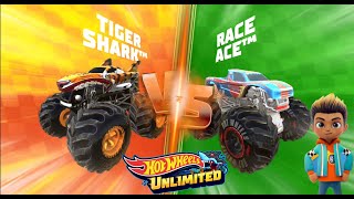 Hot Wheels Unlimited 2 - Monster Truck Game - Lets Race Tiger Shark Vs Race Ace Gameplay