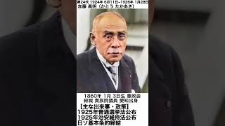 加藤高明（かとうたかあき）第24代内閣総理大臣プロフィール【大正時代】【憲政の常道】【普通選挙法】