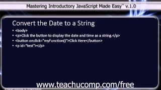 JavaScript Training Tutorial Converting the Date to a String