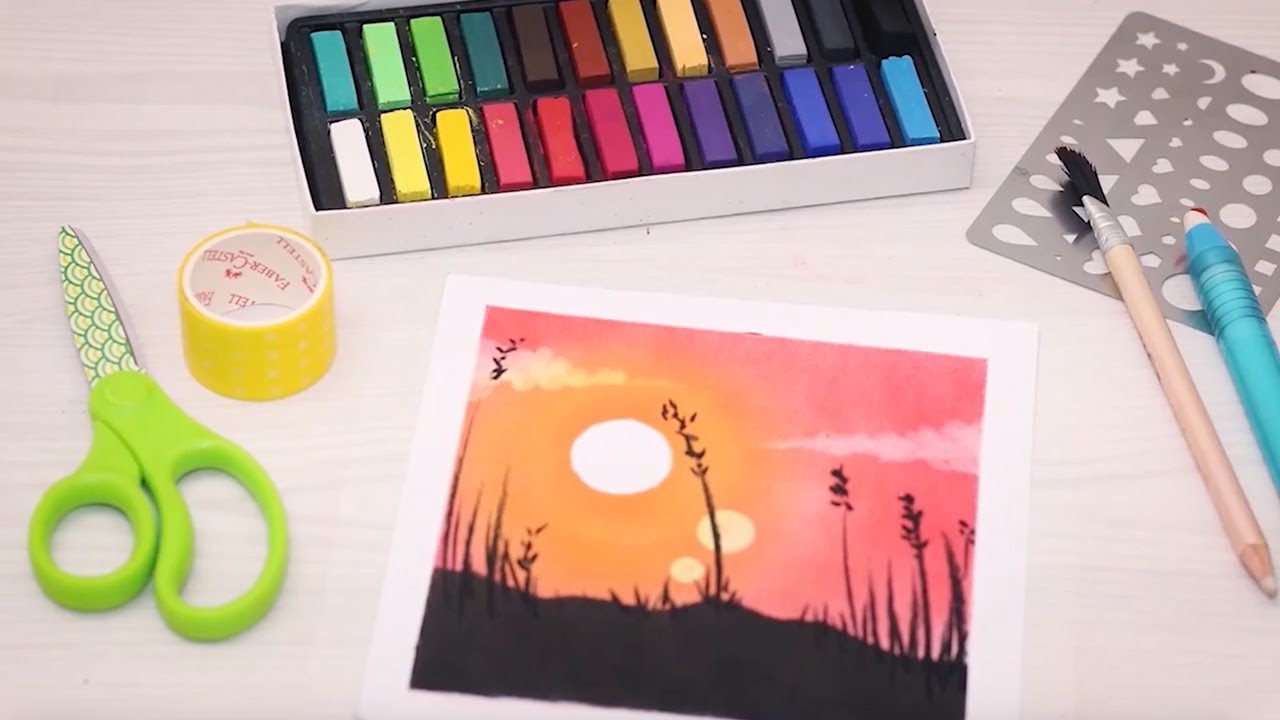 Sunset With Soft Pastels | Nagomi Art | Faber-Castell - YouTube