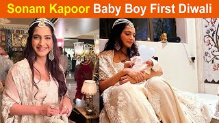 New Mommy Sonam Kapoor Feeding her Baby Boy Vayu in her Lap at Diwali Party 2022