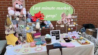 Last minute market prepping! Crocheting keychains and bags