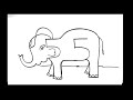 easy elephant drawing from number 5 # simple steps drawing for kids and beginners