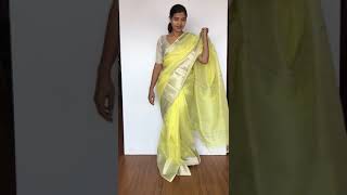 Pastel Yellow Mangalagiri Silk Saree with Kanchi Silk Border | Mirra Clothing