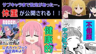 【ぼっちざろっく】体重が公式ガイドブックによりサブキャラまで公開される