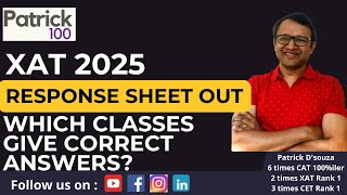 XAT 2025 Response Sheet out - Which classes gives correct aswers? | Patrick Dsouza