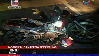 KEMALANGAN - LELAKI CEDER PARAH, MOTOSIKAL BERTEMBUNG KERETA [12 APRL 2017]