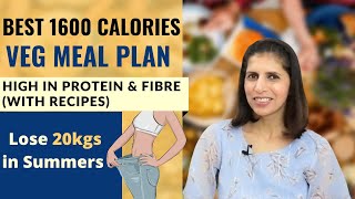 Best High Protein, Fibre Rich Meal Plan | Weight Loss | With Recipes | 1600 Cal Veg Indina Diet