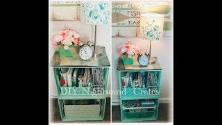 DIY Nightstand or Craft Organizer Hack Using Large Interlocking Sterlite Crates from Walmart