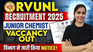 RVUNL Junior Chemistry Vacancy 2025 | RVUNL Notification 2025 | Complete Details