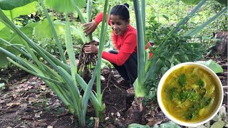 សម្លរម្ជូរធាងត្រាវ-Cooking Native Food by Use Taro Stalk || Pickle Taro Stalk so delicious | by Sieb