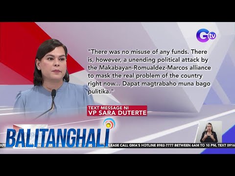 VP Sara Duterte, nanindigang walang winaldas na pondo ang Office of the Vice… | Balitanghali