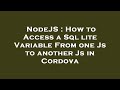 NodeJS : How to Access a Sql lite Variable From one Js to another Js in Cordova