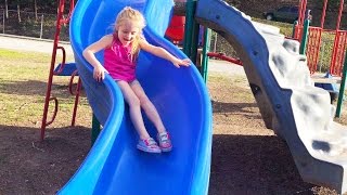 Playing at the Park on the Playground for Kids & Children W/ Slides, Swings, Climbing and Dinosaurs