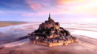 Mont Saint-Michel Drone 4k Sun set and sun rise (EWF)