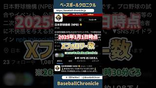 【2025年1月1日現在】NPB12球団 X（旧ツイッター）フォロワー数ランキング #shorts #npb #プロ野球 #ランキング