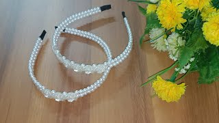 Beautiful two layer hairband😍😘 #pearl flower #handmade #cute hairband #pearl hairband #diy #craft