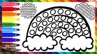 Drawing and Coloring a Rainbow, a Sun, and a Cloud POP ITs 🌈☀️☁️🔴🟠🟡🟢🔵🟣 Drawings for Kids