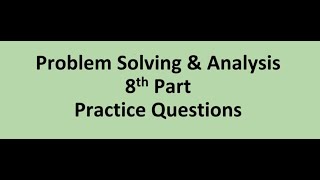 Problem Solving and Analysis 8th Part: Practice Questions #SATHEE_BANK #swayamprabha #Bankingexams