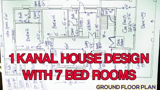 1 Kanal (50'*90') House Design with 7 Bed Rooms || 4500 Sft House with Internal and External Lawn