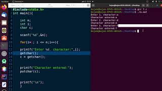 getchar() in for loop