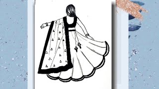 How to draw a girl with lehnga|| Easy Scenery Drawings for beginners|| Drawings tutorial|| art work