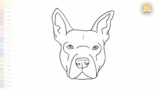 Pit bull terrier head drawing easy | Dog drawing tutorial | How to draw A Pit bull head step by step