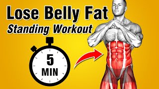 5 Min Standing ABS Workout   How to Lose Belly Fat in 2 Week