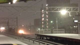 雪詰まった警笛\u0026W入線！名鉄2000系×2\u00261200-1000系 2002F+2009F\u00261012F 神宮前入線 (警笛付き)