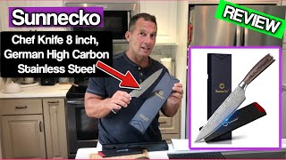 Sunnecko Chef Knife 8 inch, German High Carbon Stainless Steel Kitchen Knife, Professional Meat Cutt