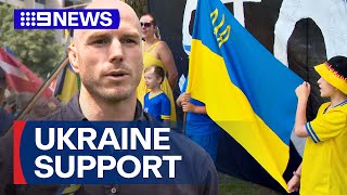 Australia shows support to Ukraine two years after war began | 9 News Australia