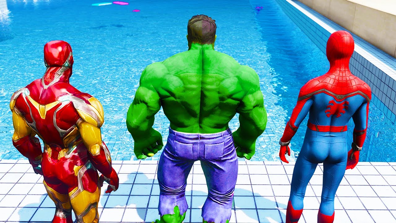 Waterpark Jump Challenge Gta 5 Spiderman Hulk Iron Man More