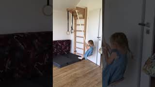 Wooden wall bars for kids room