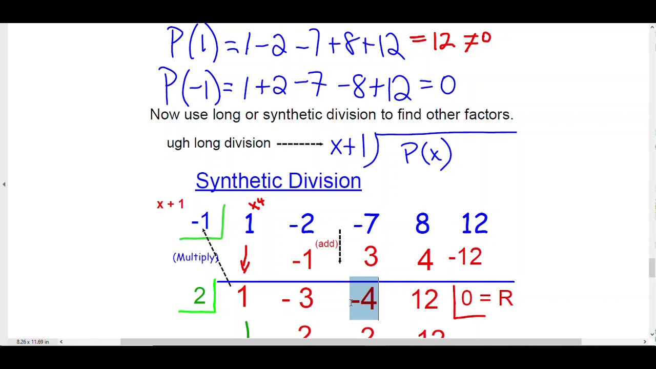 Day 1 C - Factor Theorem & Synthetic Division - YouTube