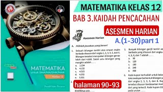 ASESMEN HARIAN A(1-30)part 1 BAB. 3 KAIDAH PENCACAHAN (MATEMATIKA KELAS 12) HALAMAN 90-93