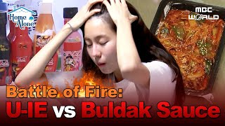 [Sub] U-ie’s Tongue Is Fireproof?! 🌶️ K-pop Idol vs Buldak #ILIVEALONE