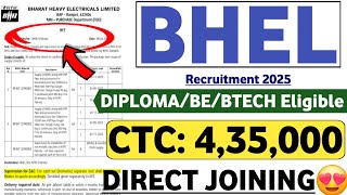 BHEL Recruitment 2025 | BHEL Vacancy 2025 | BHEL Jobs Notification 2025 | BHEL Job Vacancy 2025