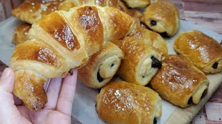 كرواسون و بان او شوكولا بكامل اسرارو  croissant et pain au chocolat