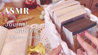 ASMR|大きな葉っぱを使ってコラージュ🌿Scrapbooking Journaling Relaxing sounds