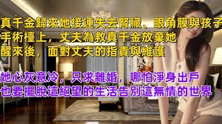 真千金歸來，聞溪接連失去腎臟、眼角膜與孩子。手術檯上，丈夫為救真千金放棄她。醒來後，面對丈夫的指責與維護，她心灰意冷，只求離婚，哪怕淨身出戶，也要擺脫這絕望的生活，告別這個無情的世界。#愛情故事