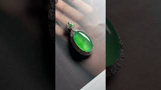 高冰阳绿翡翠戒面吊坠#翡翠直播 #jade #翡翠鉴赏 #珠寶 #满绿翡翠 ，