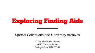 Exploring Finding Aids