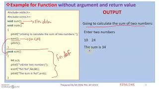 MODULE 4 - TOPIC 4 - FUNCTION WITHOUT ARGUMENT & RETURN VALUE