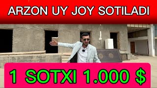 1 SOTX YER 1000$ DAN SOTILADI XAMMA XUJATLARI JOYIDA 56 SOTX UY JOY QURILGAN SROCHNO SOTILADI