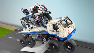 BMW M 1000 RR on Truck vs Ramps - Lego Technic Cars CRASH