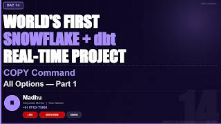 COPY Command All Options Part 1 in Snowflake | Time Variant #Snowflake #CopyCommand