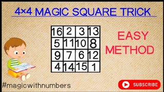 4×4 MAGIC SQUARE TRICK WITH 1 TO 16 NUMBERS || EASY METHOD ||